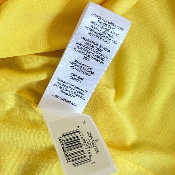 DRESS THE POPULATION Strapless Yellow Dress 
Ombre pleated plisse,  Size S - Picture 8 of 10